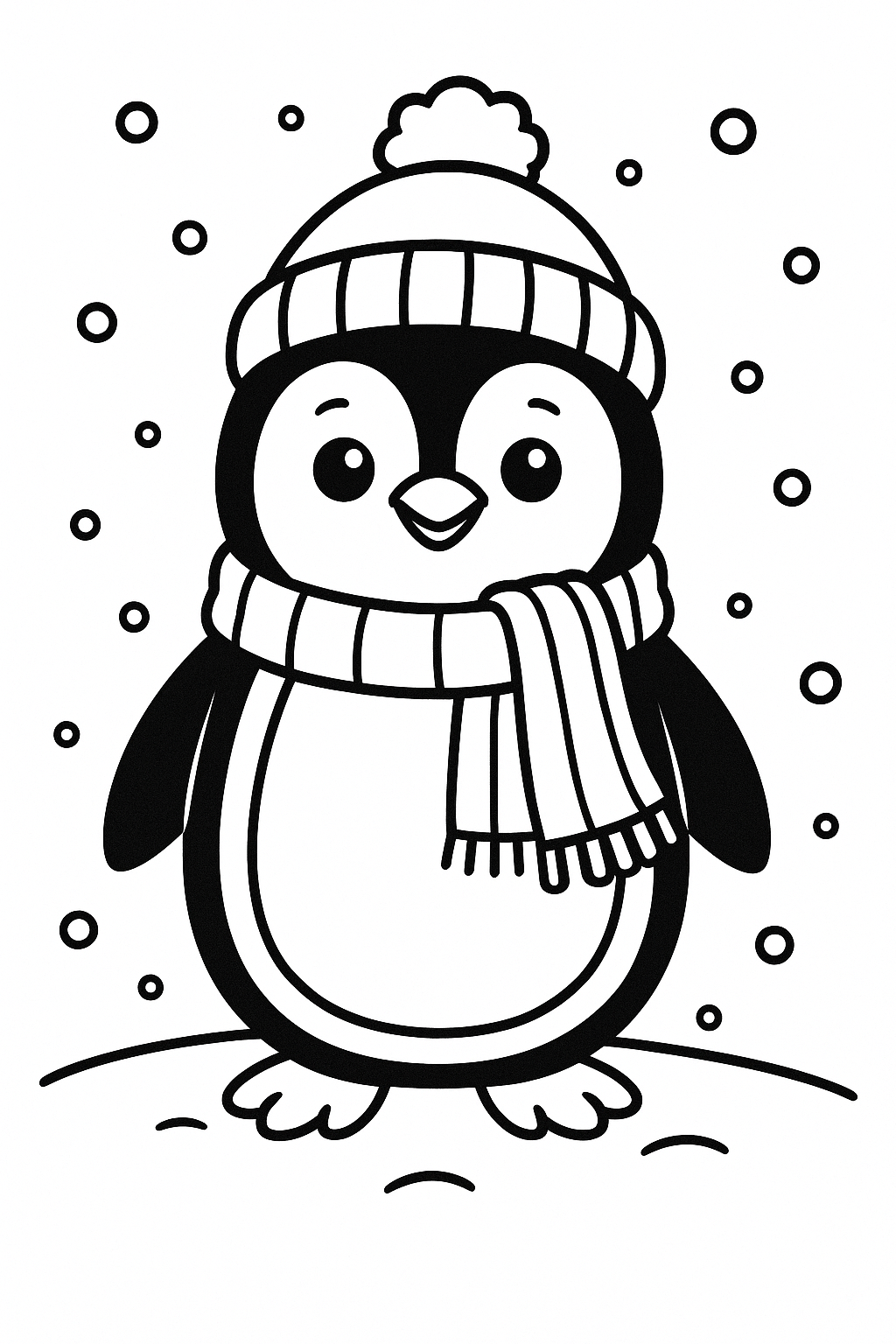 Christmas Penguin Coloring Page