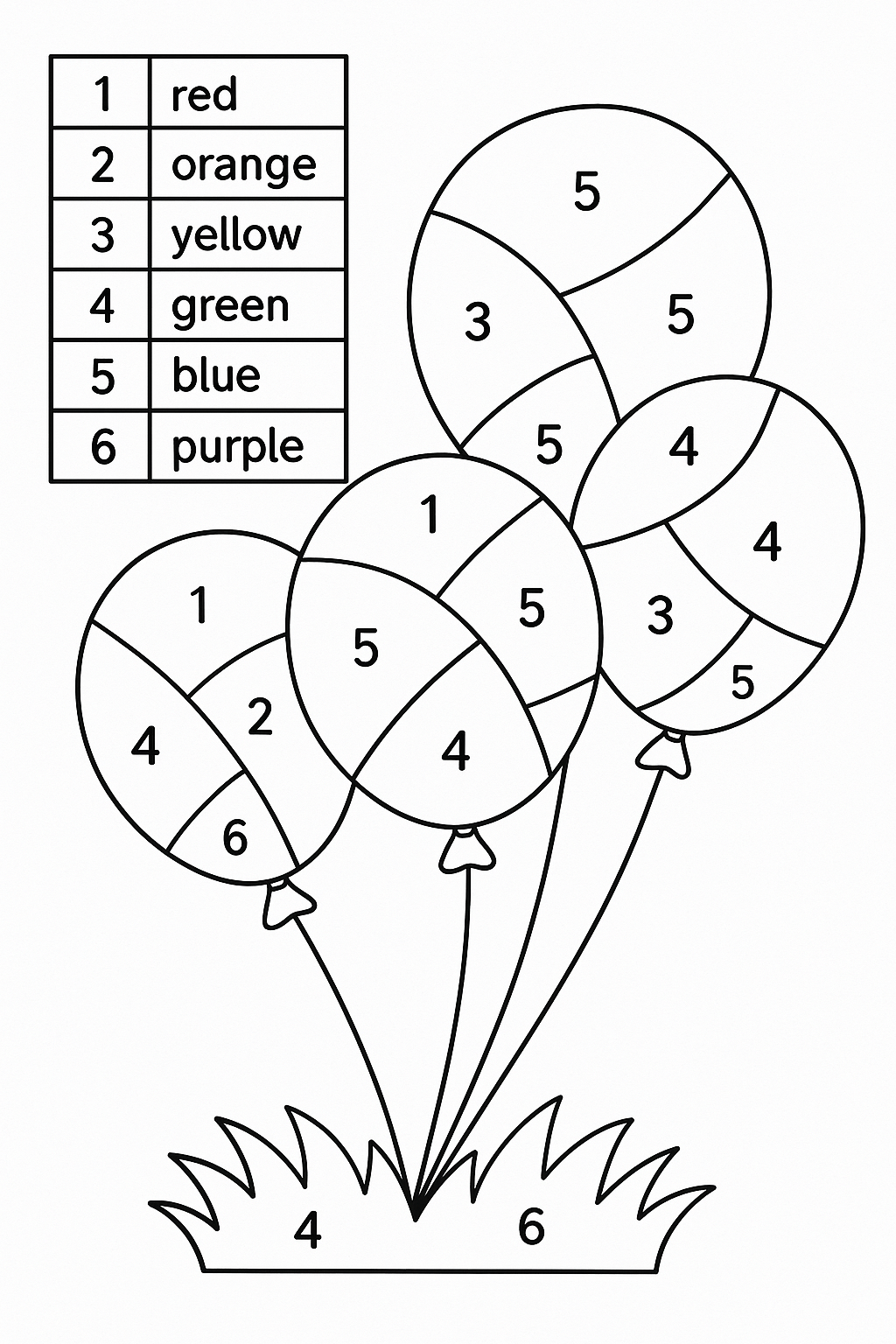 Balloon Color by Number