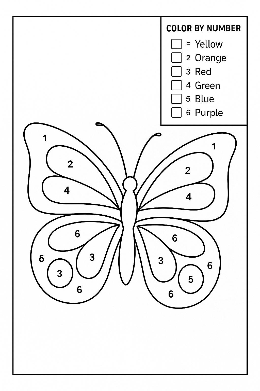 Butterfly Color by Number