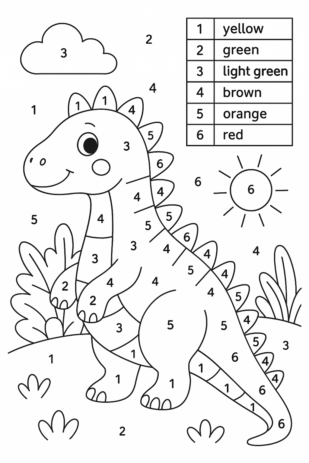 Dinosaur Color by Number