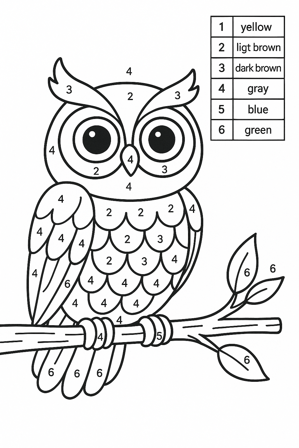 Owl Color by Number